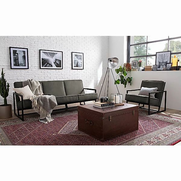 home24 ars manufacti Sofa Rhode 3-Sitzer Basalt Mischgewebe 185x74x82 cm günstig online kaufen