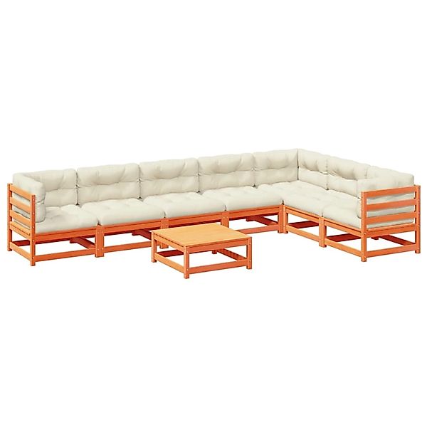 vidaXL 8-Tlg Garten-Sofagarnitur mit Kissen Wachsbraun Kiefernholz 3299479 günstig online kaufen