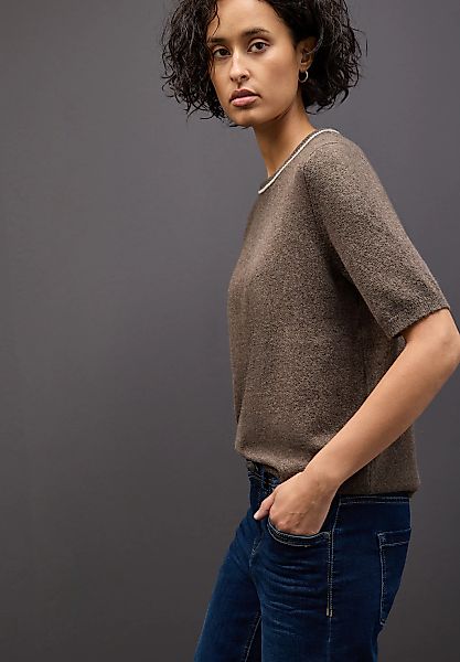 STREET ONE Kurzarmpullover, Strick-Optik, mit Kontrastdetail günstig online kaufen