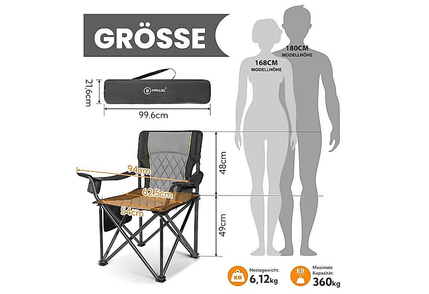 HOMECALL Campingstuhl Übergroßer Klappstuhl mit hoher Rückenlehne, XXL Falt günstig online kaufen