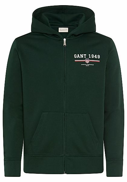 Gant Kapuzensweatjacke "GRAPHIC FULL ZIP HOODIE", Kängurutasche, Rippbündch günstig online kaufen