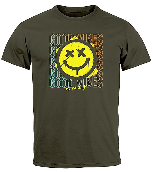 Neverless Print-Shirt Herren T-Shirt Smiling Face günstig online kaufen
