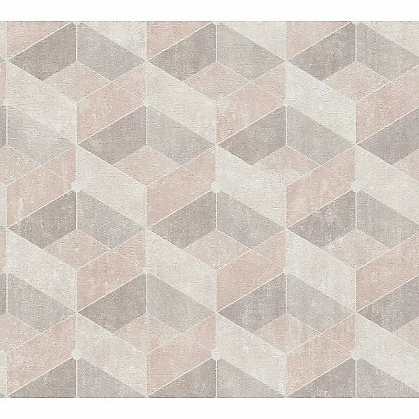 Bricoflor Retro Tapete Grau Rosa Art Déco Vliestapete Geometrisches Muster günstig online kaufen