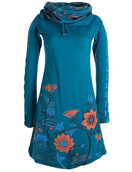 Vishes Midikleid Langärmliges Blumenkleid mit Schalkragen günstig online kaufen