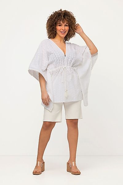 Ulla Popken Tunika Kimono-Bluse Lochspitze Oversized günstig online kaufen