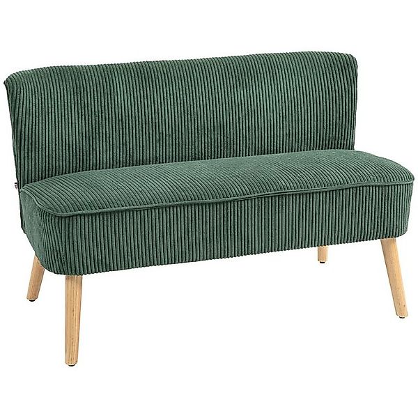 HOMCOM 2-Sitzer Sofa, Couch mit Kordoptik, Holzbeine, Doppelsofa 1 Teile, f günstig online kaufen