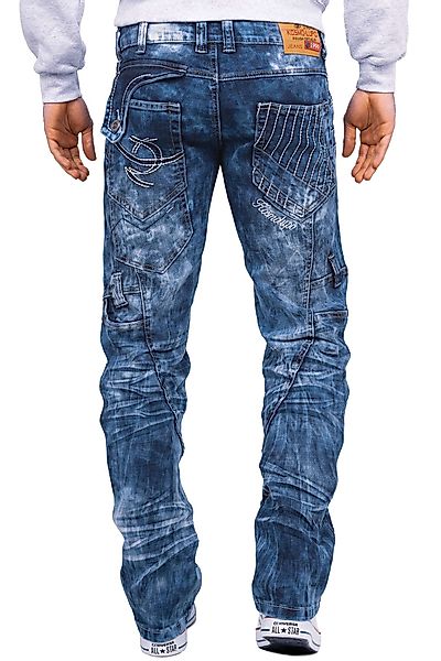 Kosmo Lupo 5-Pocket-Jeans Herren Regular Fit Hose Stonewashed KM130 Blue W3 günstig online kaufen