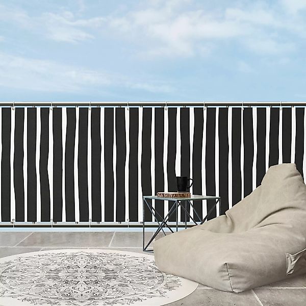 Balkon Sichtschutz Schwarz Weiße Streifen günstig online kaufen