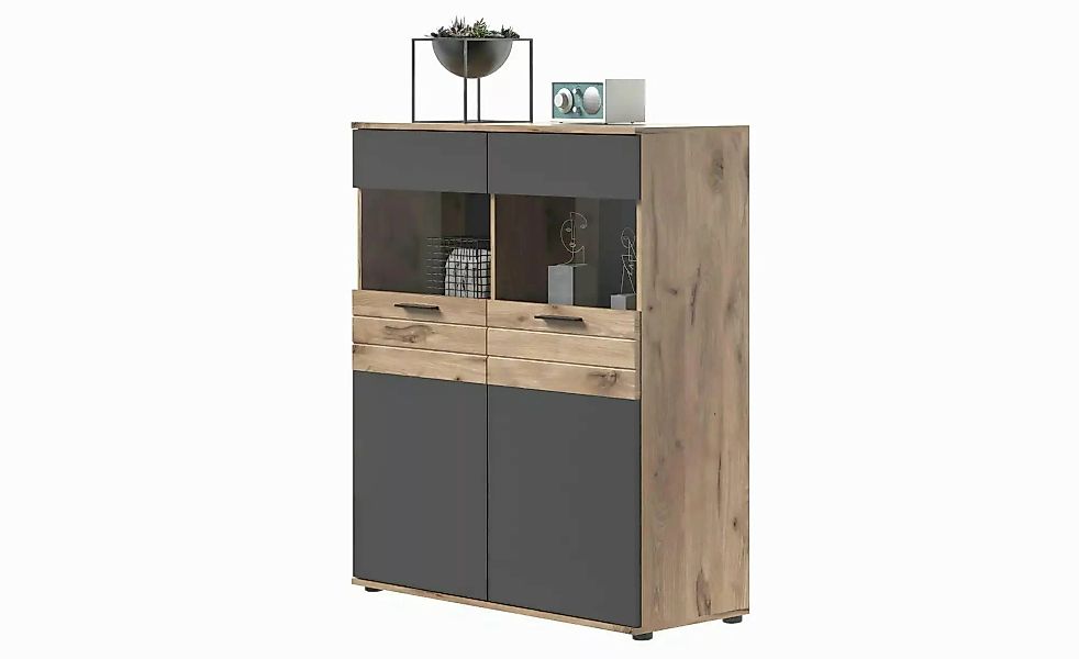 Vitrine  Monsano ¦ grau ¦ Maße (cm): B: 110 H: 122 Schränke > Vitrinen - Hö günstig online kaufen
