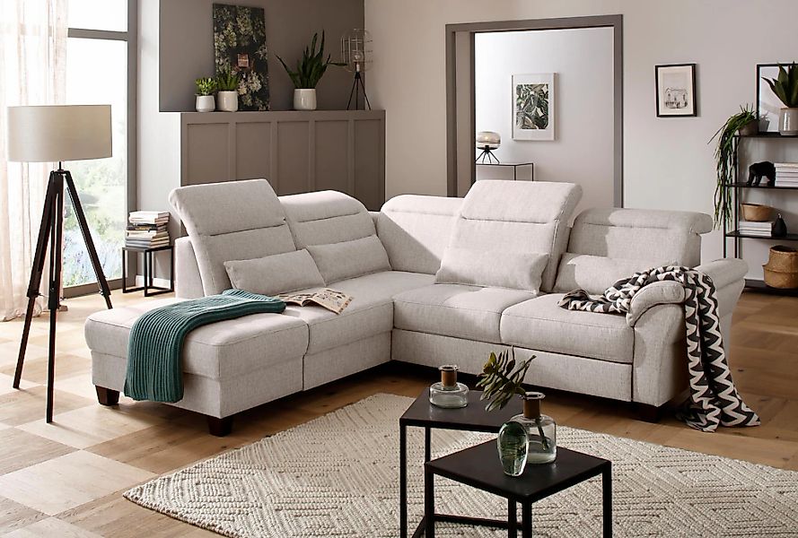 Home affaire Ecksofa "Solvei L-Form" wahlweise auch mit Kopfteilverstellung günstig online kaufen