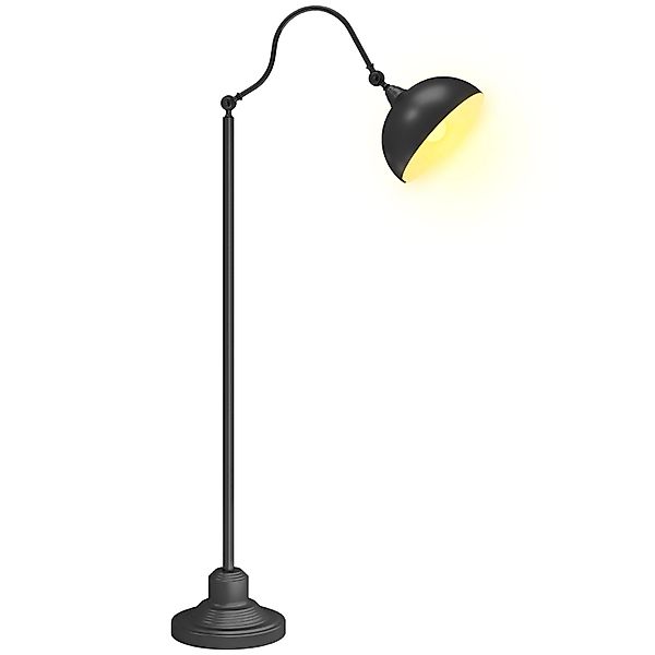 HOMCOM Stehlampe mit E27 Fassung Metall Schwarz 42L x 25,5B x 152H cm günstig online kaufen