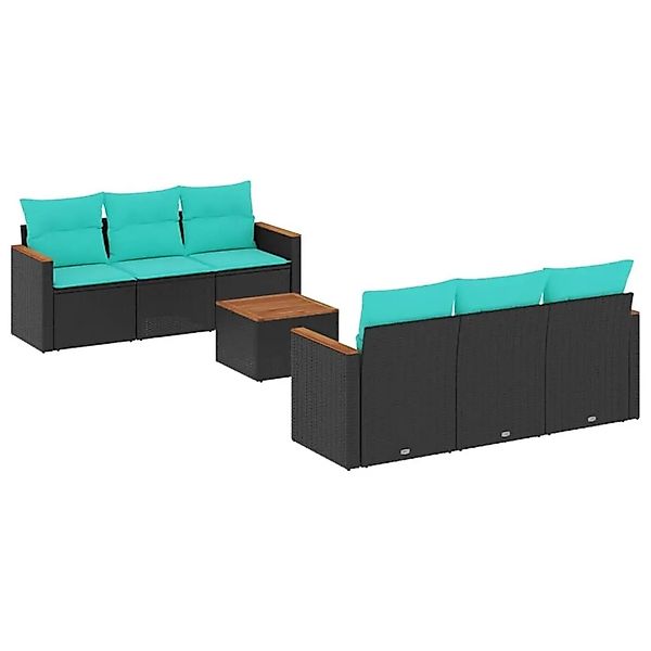 vidaXL 7-Tlg Gartensofa-Set mit Kissen Schwarz Polyrattan 3225791 günstig online kaufen