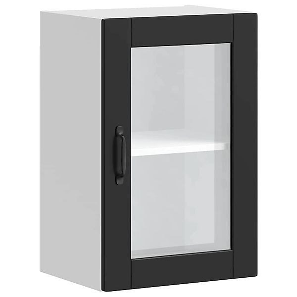 vidaXL Küchen-Hängeschrank mit Glastür Porto Schwarz 854008 günstig online kaufen