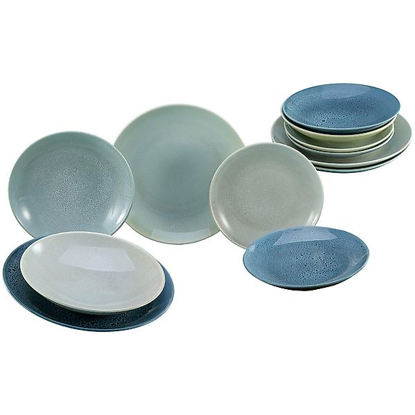 CreaTable Tafelservice Reactive AQUA blau Keramik 12 tlg. günstig online kaufen