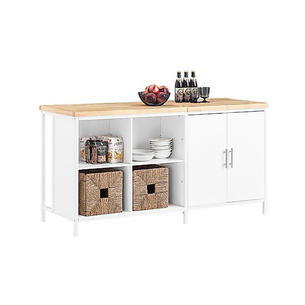 SoBuy Kücheninsel Freistehend Küchenschrank Sideboard Weiß-Natur KNL09-WN günstig online kaufen