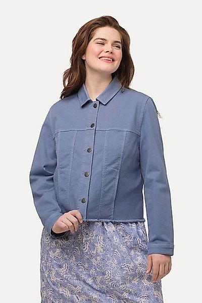 Ulla Popken Kurzjacke Color-Jeansjacke Fransensaum Oversized günstig online kaufen