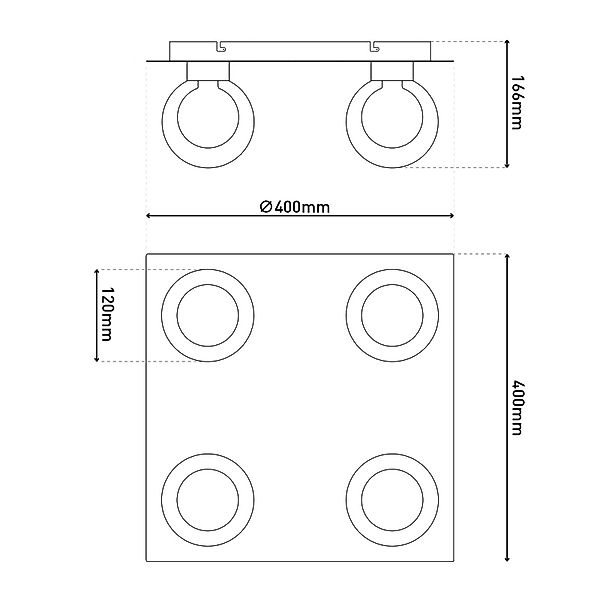 Deckenlampe Donika, 4-flammig eckig, Glas, Stahl, amber, G9 günstig online kaufen