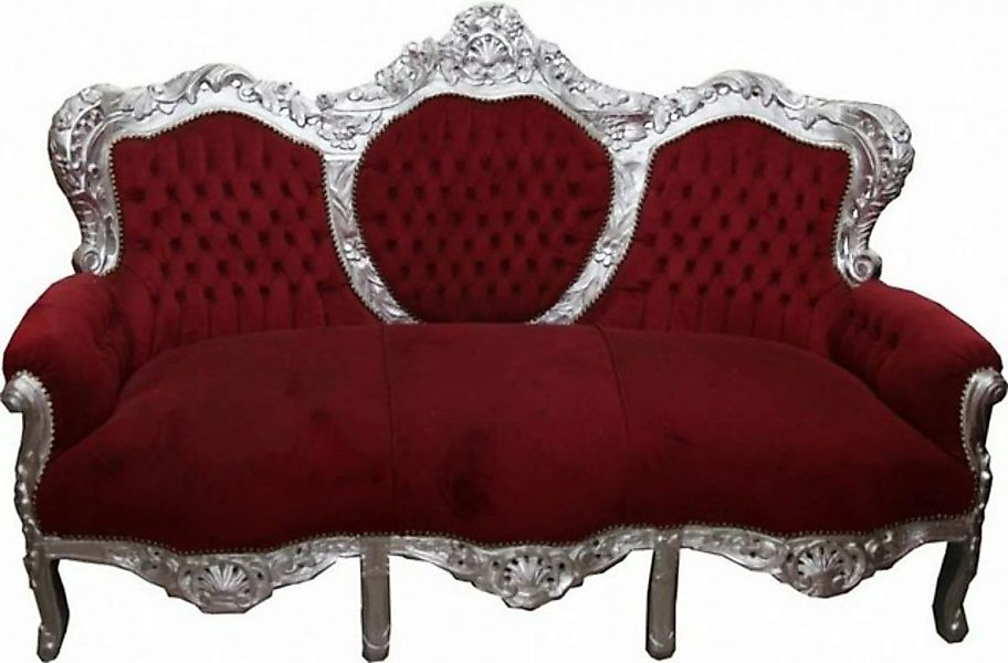 Casa Padrino Sofa Barock Sofa Garnitur King Bordeaux/Silber - Möbel Antik S günstig online kaufen