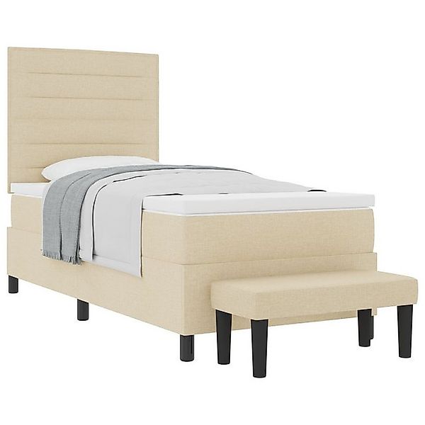 vidaXL Bett Boxspringbett mit Matratze & Bank Creme 80x200 cm Stoff (2-tlg) günstig online kaufen