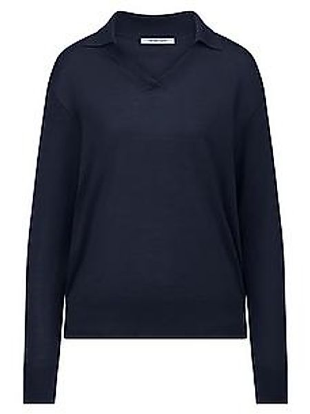 Polo-Pullover V-Einsatz am Ausschnitt Peter Hahn blau günstig online kaufen