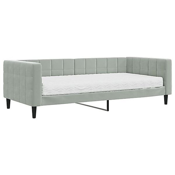 vidaXL Gästebett Gästebett Tagesbett mit Matratze Hellgrau 90x200 cm Samt B günstig online kaufen