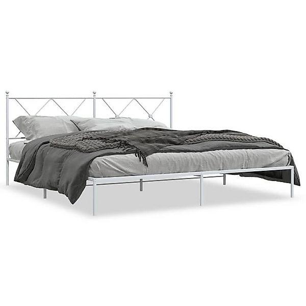 vidaXL Bettgestell, Bettrahmen mit Kopfteil Metall Weiß 183x213 cm günstig online kaufen