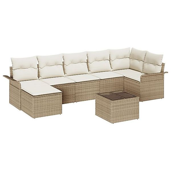 vidaXL Loungesofa 8-teiliges Garten-Sofa-Set mit Kissen, braun, Poly-Rattan günstig online kaufen
