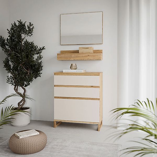 FORTE Garderoben-Set 3 Stk. tlg. Kompaktgarderobe mit Spiegel, Regal und Ko günstig online kaufen