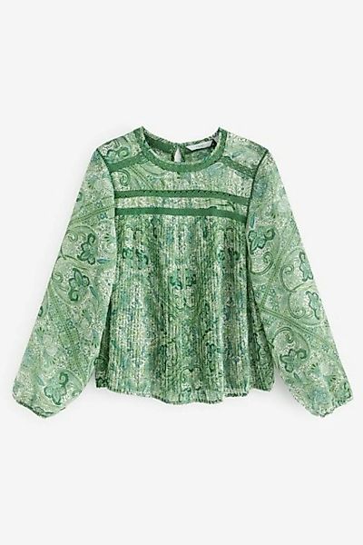 Next Langarmbluse Langarm-Bluse mit Rundhals und plissierter Front (1-tlg) günstig online kaufen