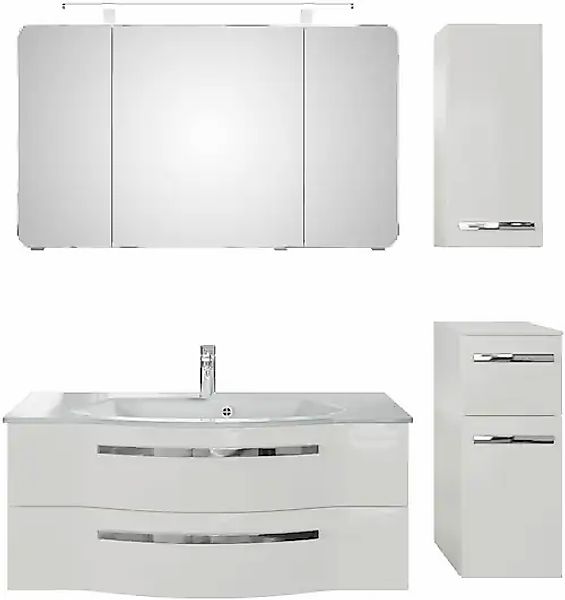 Saphir Badmöbel-Set »Serie 4005, vormontiert, Glaswaschbecken, Spiegelschra günstig online kaufen