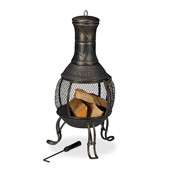 relaxdays Feuerschale Aztekenofen für Garten gold günstig online kaufen