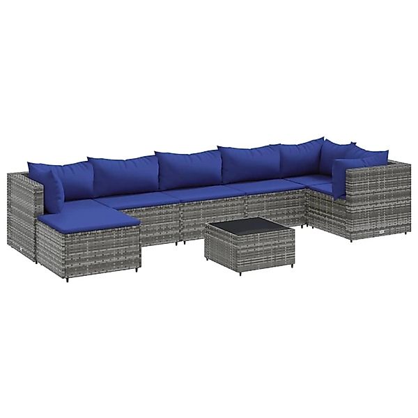 vidaXL 8-tlg Garten-Lounge-Set mit Kissen Grau Poly Rattan Modell 80 günstig online kaufen