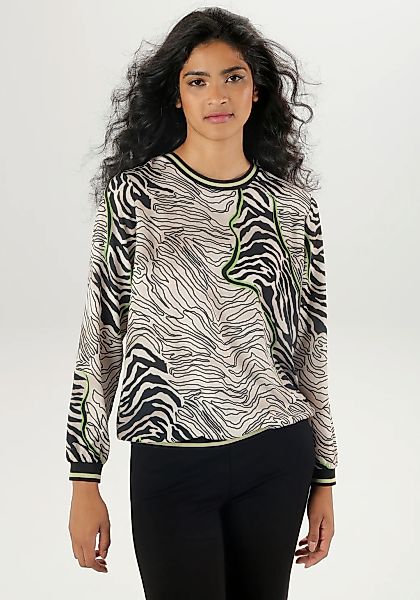 Aniston SELECTED Shirtbluse, Animal-Print mit grünen Highlights günstig online kaufen