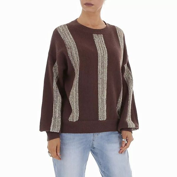 Ital-Design Strickpullover Damen Freizeit (81561300) Glitzer Gestreift Stre günstig online kaufen