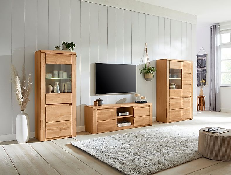 Home affaire Wohnwand "Burani" Set, 3 Stk. tlg. teilmassives Holz günstig online kaufen