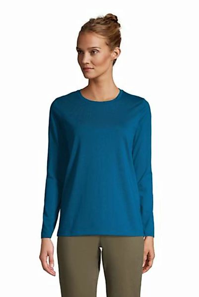 Supima-Shirt, Langarm in Petite-Größe, Damen, Größe: L Petite, Blau, Baumwo günstig online kaufen
