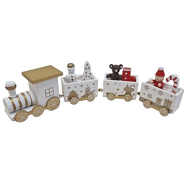 Logbuch-Verlag Dekofigur Holz Zug 4-teilig Weiß günstig online kaufen