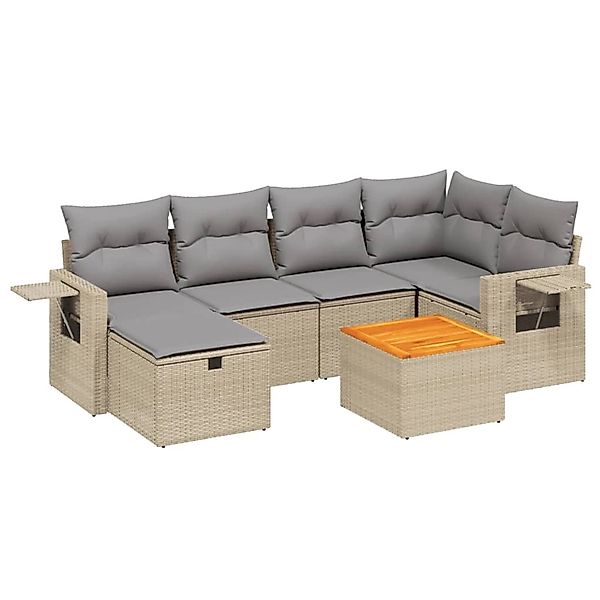 vidaXL 7-tlg Garten-Sofagarnitur mit Kissen Beige Poly Rattan Modell 250 günstig online kaufen