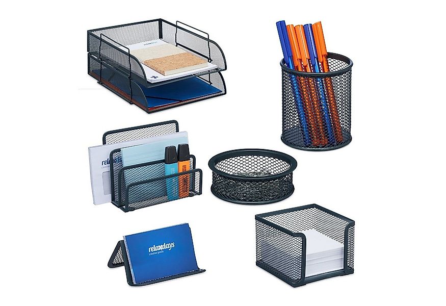 relaxdays Schreibtischaufsatz 7-teiliges Schreibtisch Organizer Set günstig online kaufen