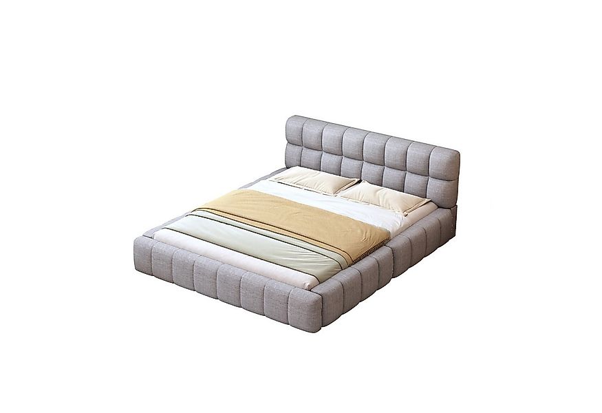 Flieks Polsterbett, Doppelbett 140x200cm mit Polsterumrandung Leinenstoff günstig online kaufen