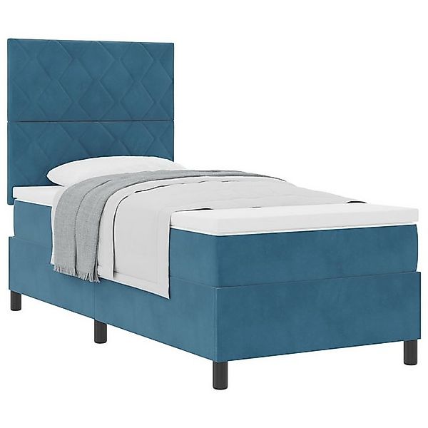 vidaXL Bett Boxspringbett mit Matratze Dunkelblau Einzel Velours (1-tlg) günstig online kaufen