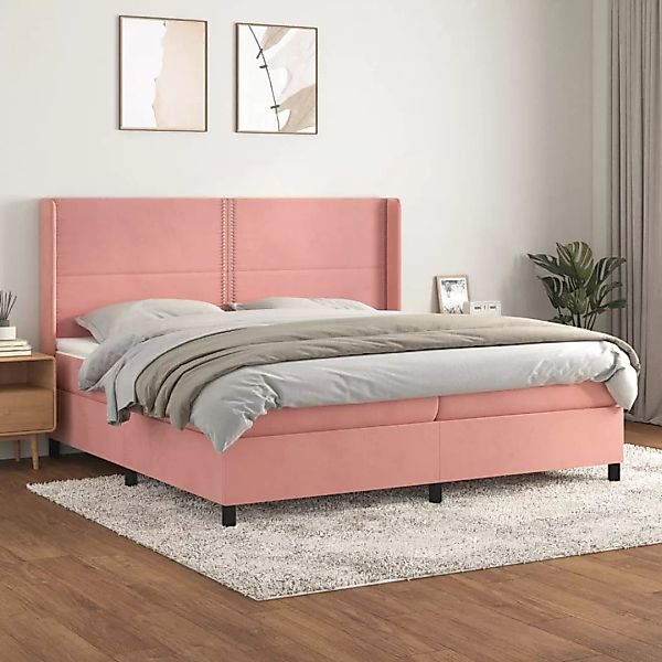 Vidaxl Boxspringbett Mit Matratze Rosa 200x200 Cm Samt günstig online kaufen