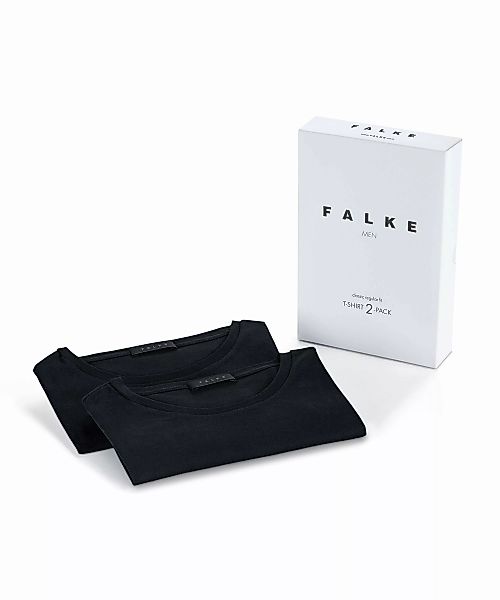 FALKE 2-Pack Herren T-Shirt Rundhals, 3XL, Schwarz, Uni, Baumwolle, 1169101 günstig online kaufen
