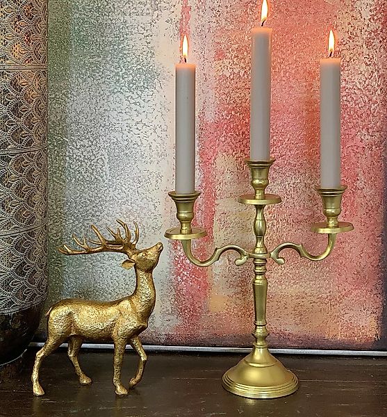 Kerzenständer Kerzenhalter Kerzenleuchter gold matt 3-flammig Antik-Stil 31 günstig online kaufen