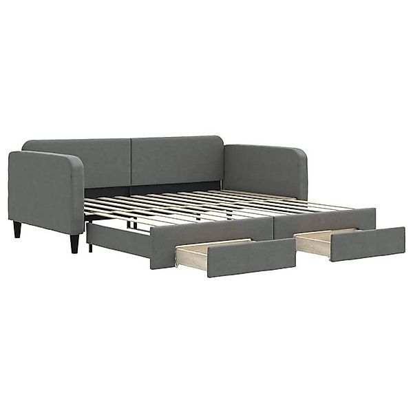 vidaXL Bett, Tagesbett Ausziehbar mit Schubladen Dunkelgrau 100x200 cm Stof günstig online kaufen