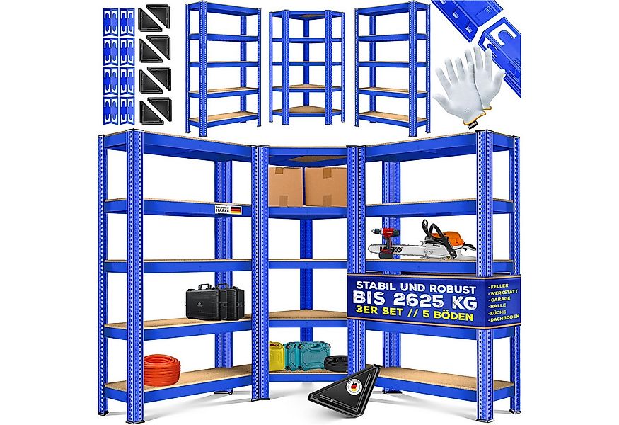 MASKO Schwerlastregal, 3er Set Metall Regalsystem Lagerregal Eckregal günstig online kaufen