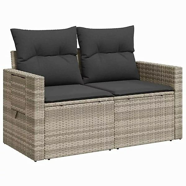 vidaXL Loungesofa Gartensofa mit Kissen 2-Sitzer Hellgrau Poly Rattan, 1 Te günstig online kaufen