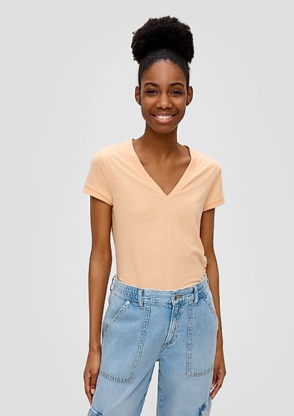 QS Kurzarmshirt T-Shirt mit V-Ausschnitt günstig online kaufen