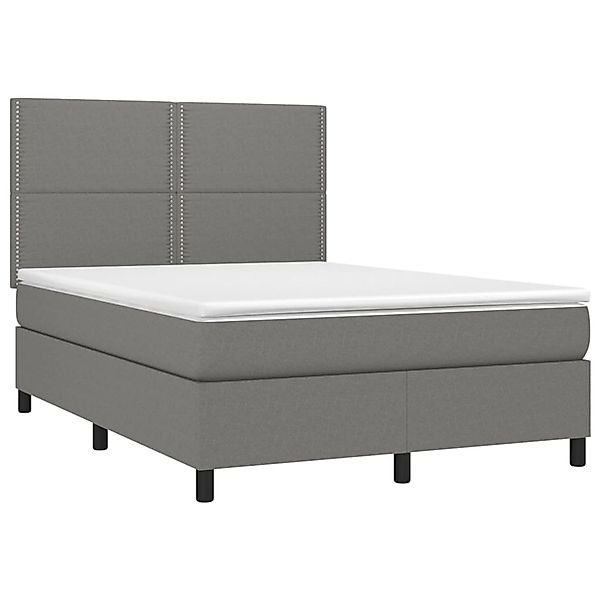 vidaXL Boxspringbett mit Matratze & LED Dunkelgrau 140x190 cm Stoff 3134790 günstig online kaufen