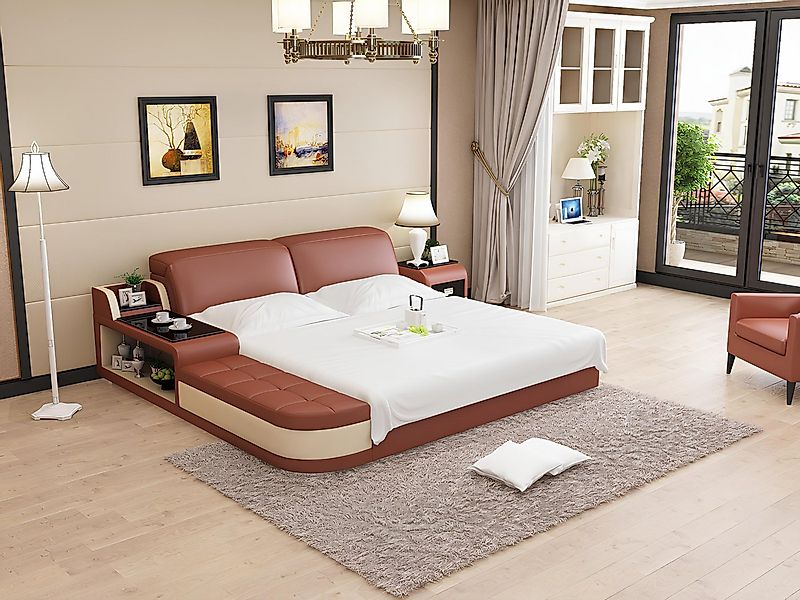 Xlmoebel Bett Modernes Schlafzimmerbett mit Doppel-Polsterung, integriertem günstig online kaufen